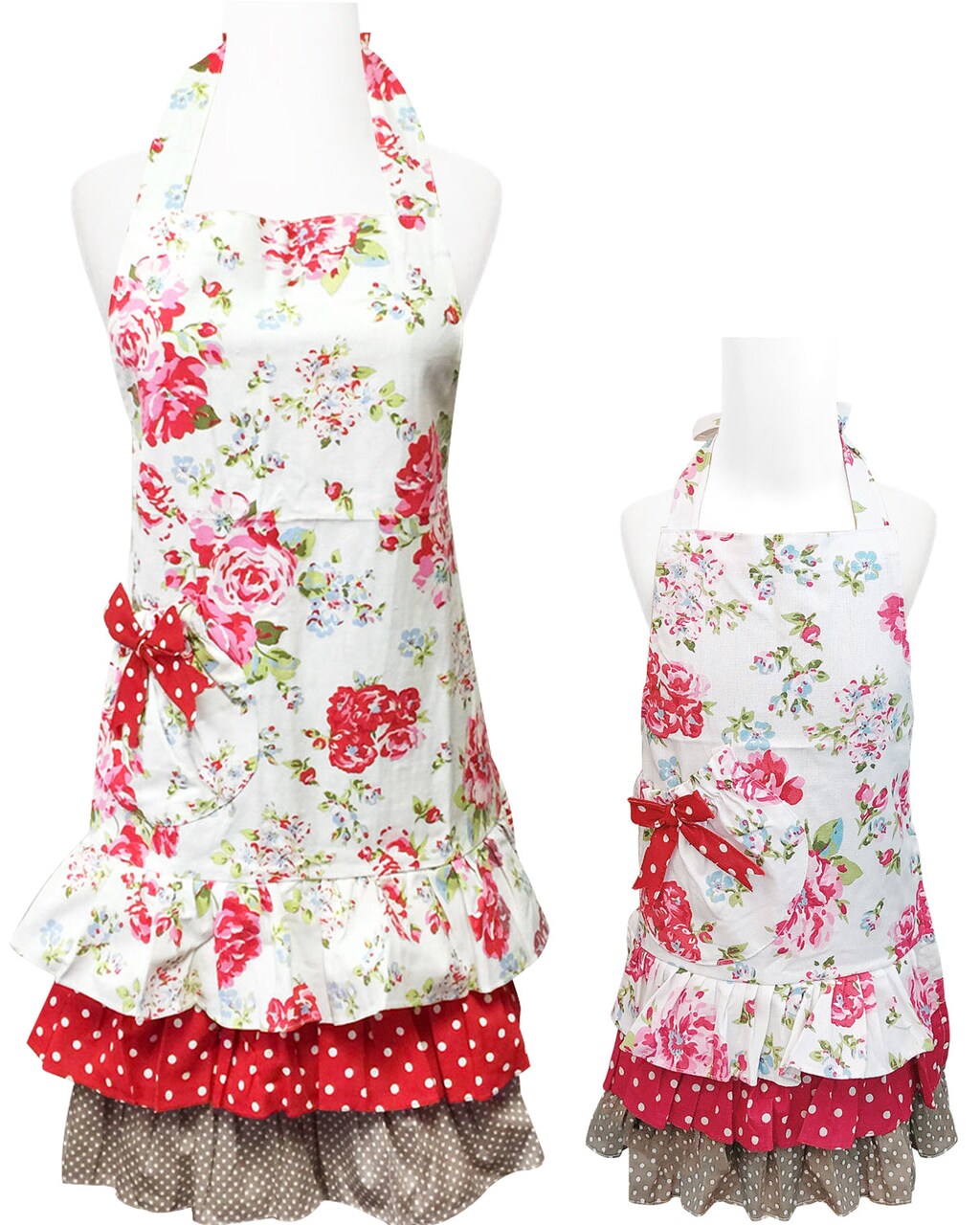 Wrapables Mother and Daughter Ruffles and Roses Apron for Baking, Cooking & Crafts